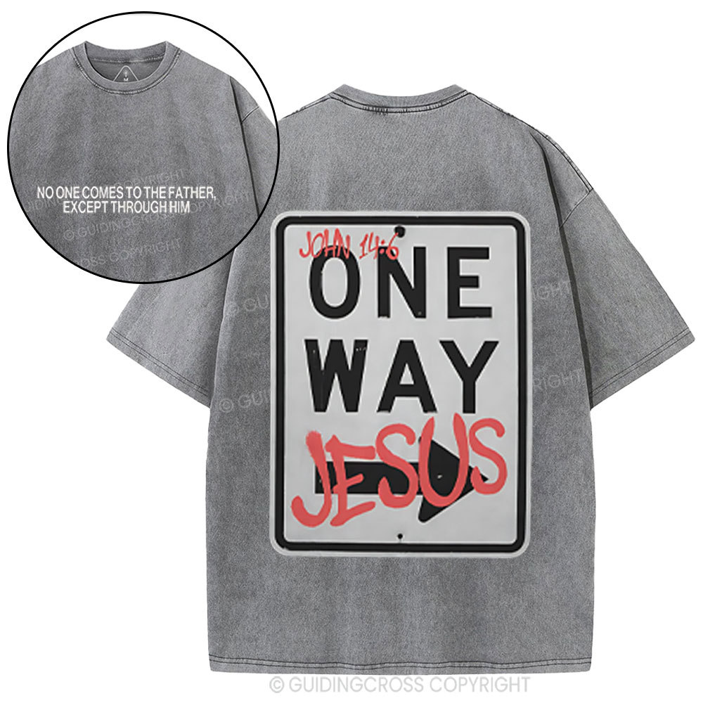 Jesus The One Way Chrsitian Washed T-Shirt