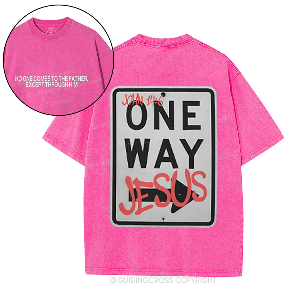 Jesus The One Way Chrsitian Washed T-Shirt