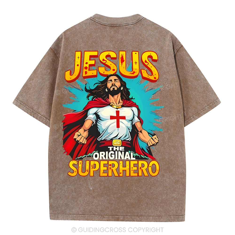 Jesus The Original Superhero Christian Washed T-Shirt Sale