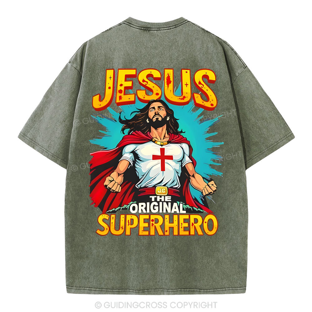 Jesus The Original Superhero Christian Washed T-Shirt