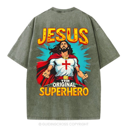 Jesus The Original Superhero Christian Washed T-Shirt
