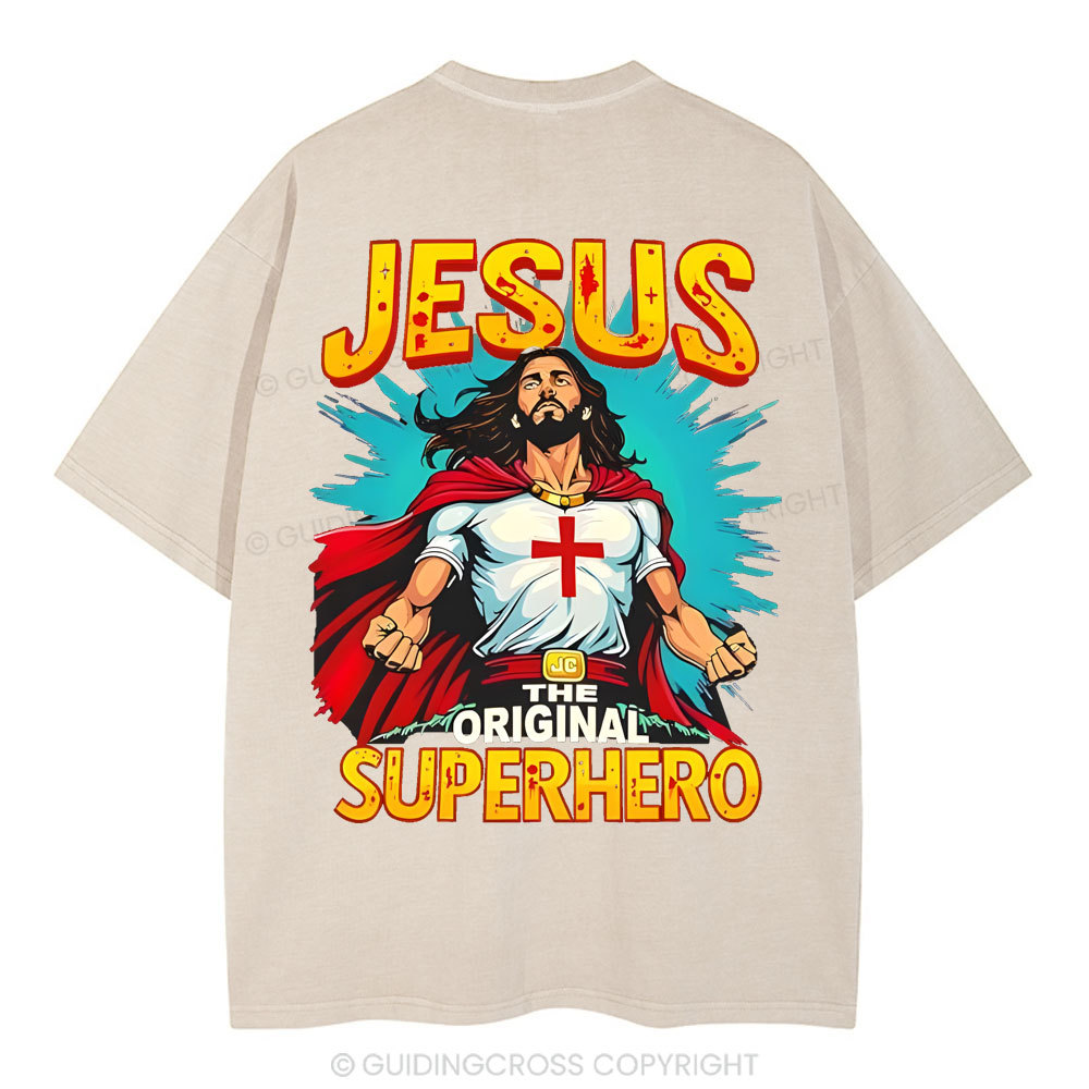 Jesus The Original Superhero Christian Washed T-Shirt