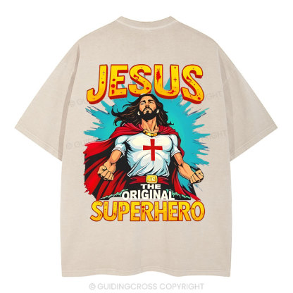Jesus The Original Superhero Christian Washed T-Shirt