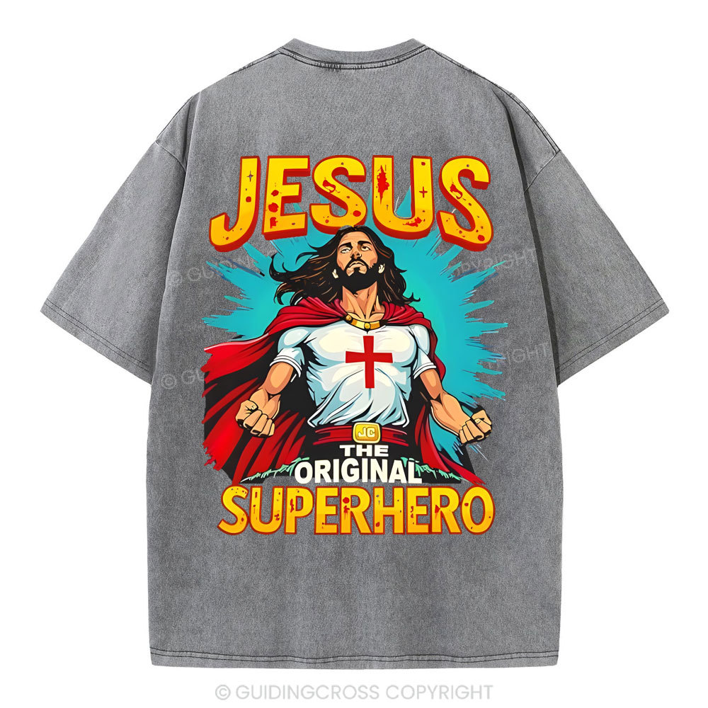 Jesus The Original Superhero Christian Washed T-Shirt