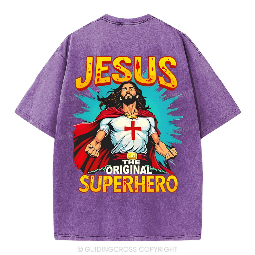 Jesus The Original Superhero Christian Washed T-Shirt