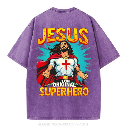 Jesus The Original Superhero Christian Washed T-Shirt