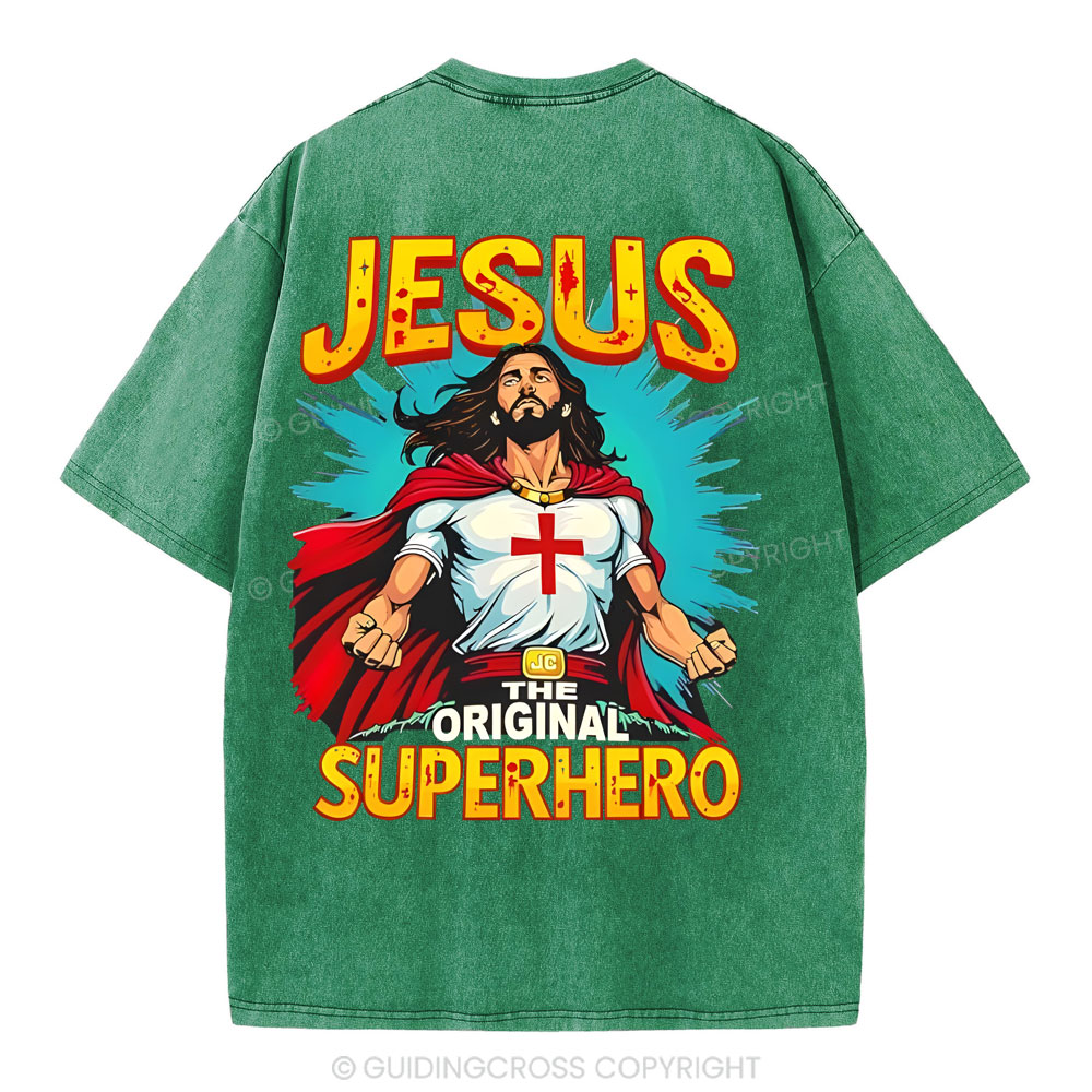 Jesus The Original Superhero Christian Washed T-Shirt Sale