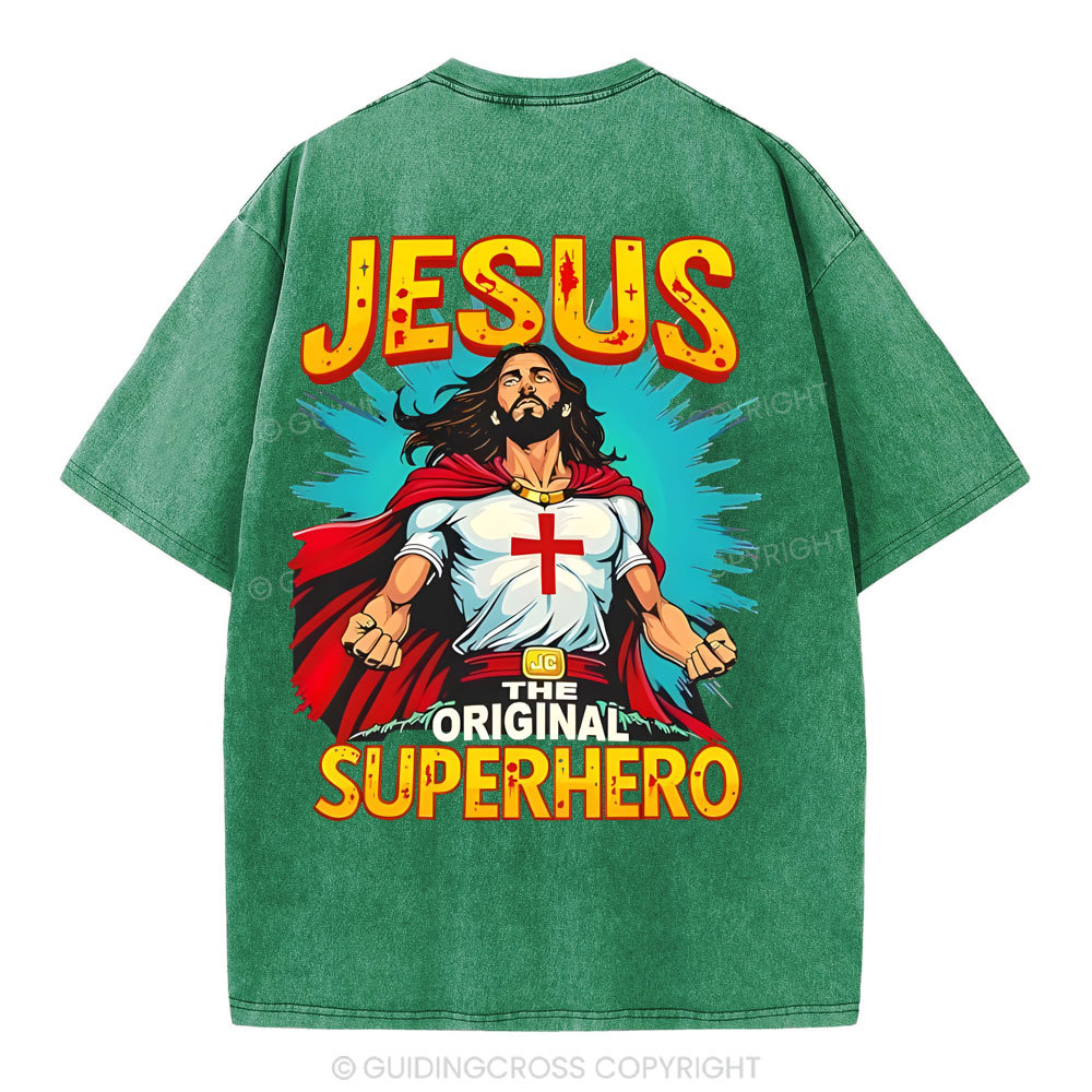 Jesus The Original Superhero Christian Washed T-Shirt