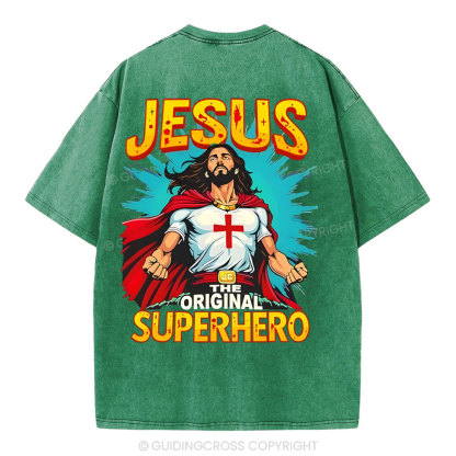 Jesus The Original Superhero Christian Washed T-Shirt