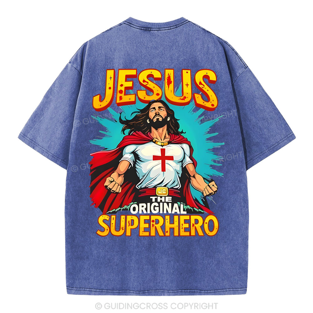 Jesus The Original Superhero Christian Washed T-Shirt