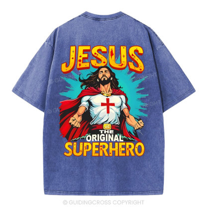 Jesus The Original Superhero Christian Washed T-Shirt