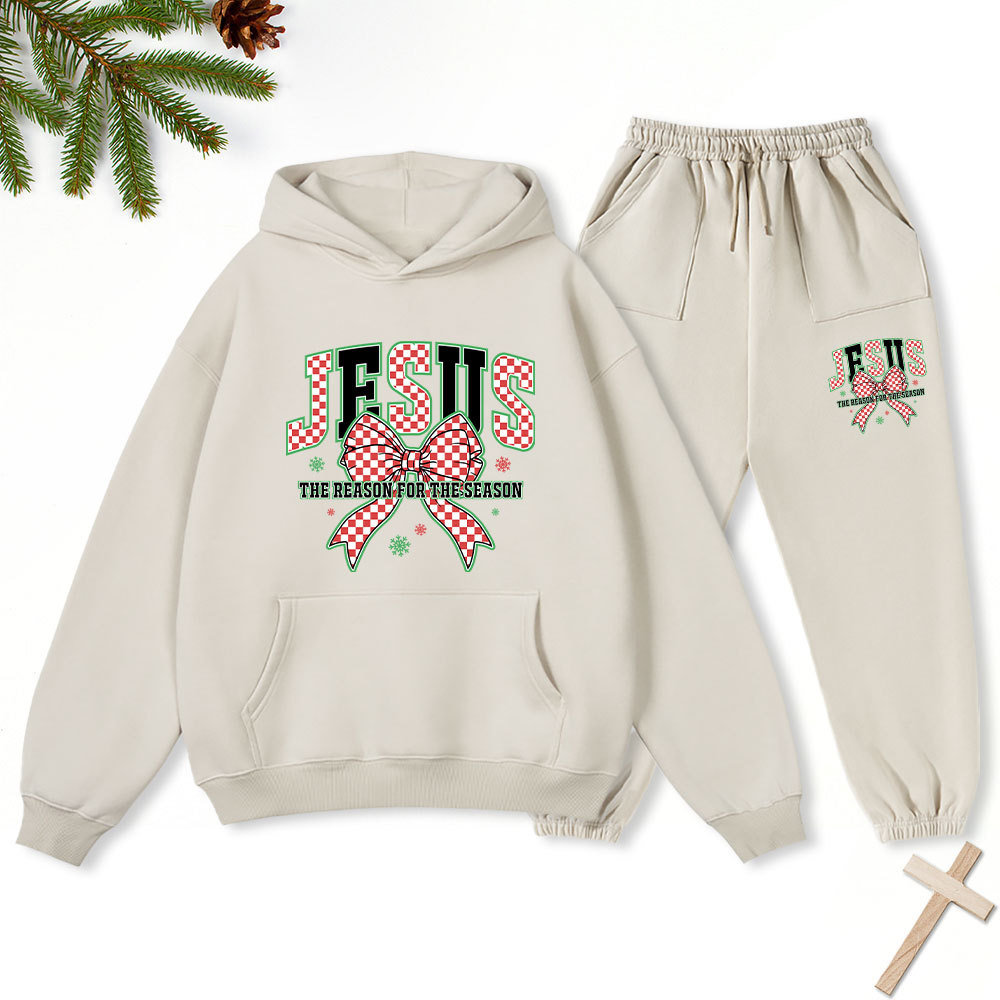 Jesus The Reason For The Season Christmas Christian Fleece Hoodie Set