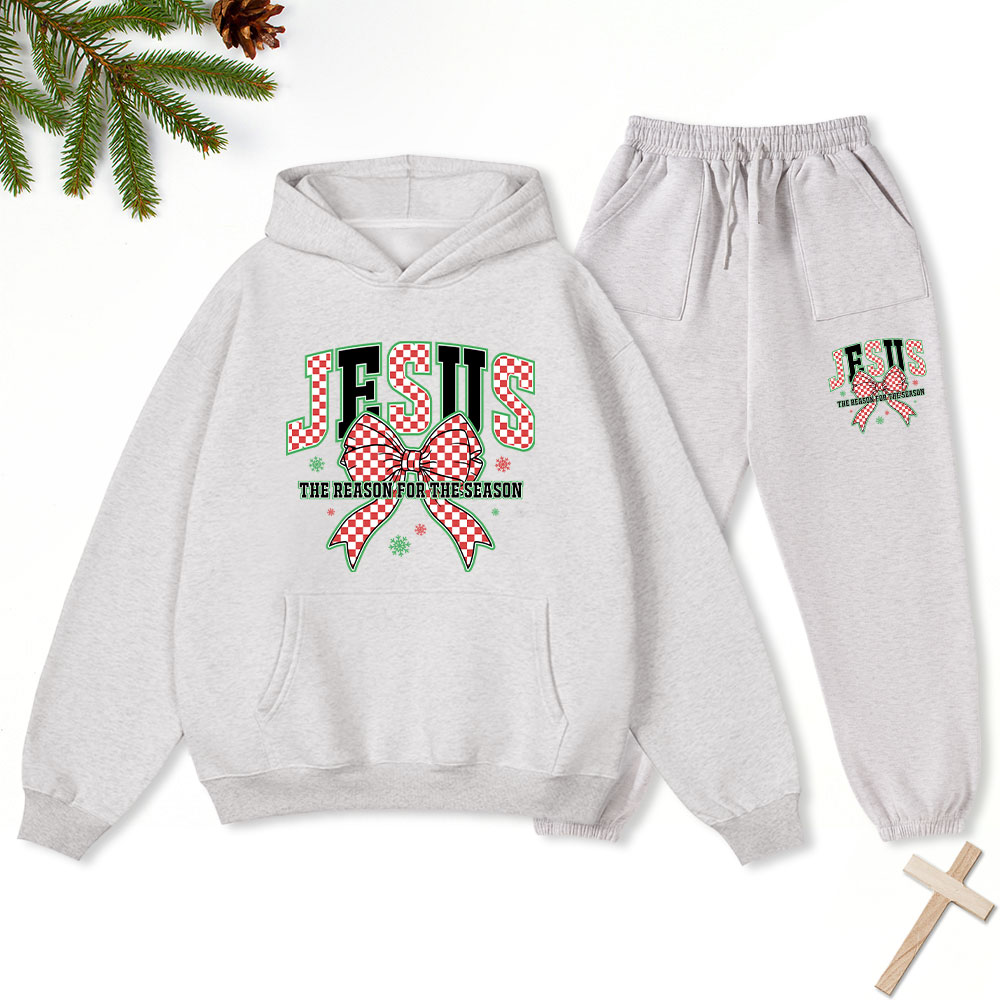 Jesus The Reason For The Season Christmas Christian Fleece Hoodie Set