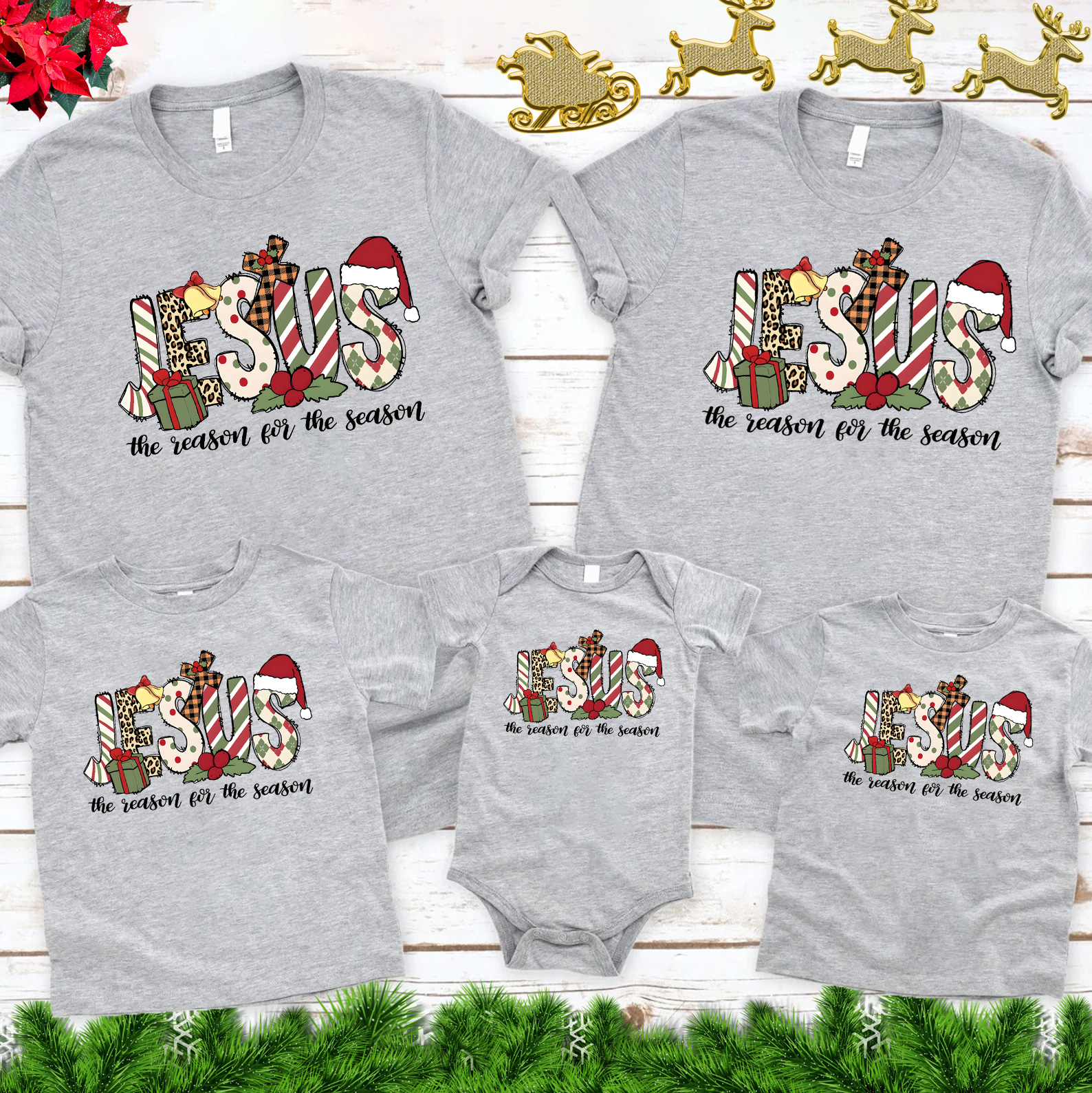 Jesus The Reason For The Season Christmas Family Matching Shirts