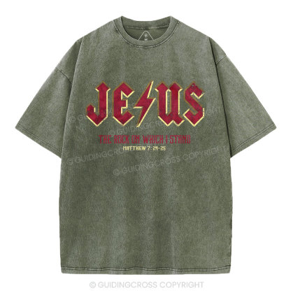Jesus The Rock On Which I Stand Christian Washed T-Shirt