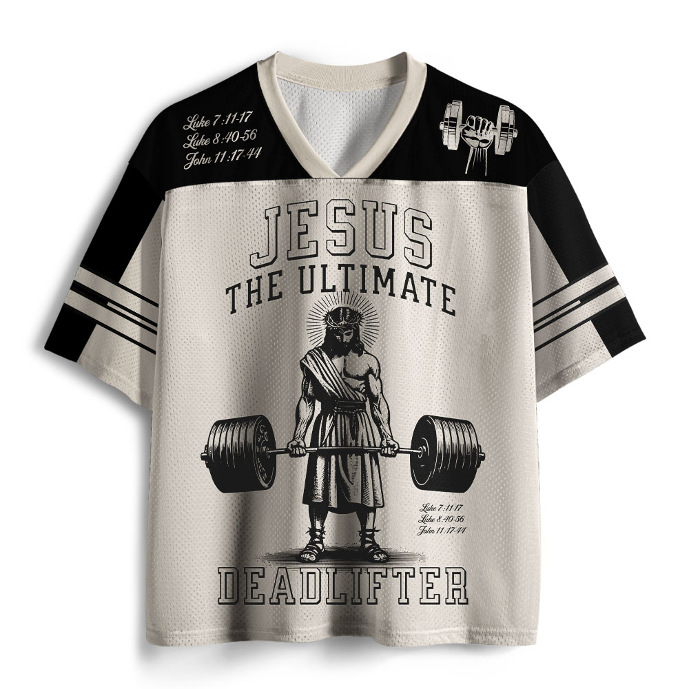 Jesus The Ulimate Deadlifter Christian Mesh Jersey