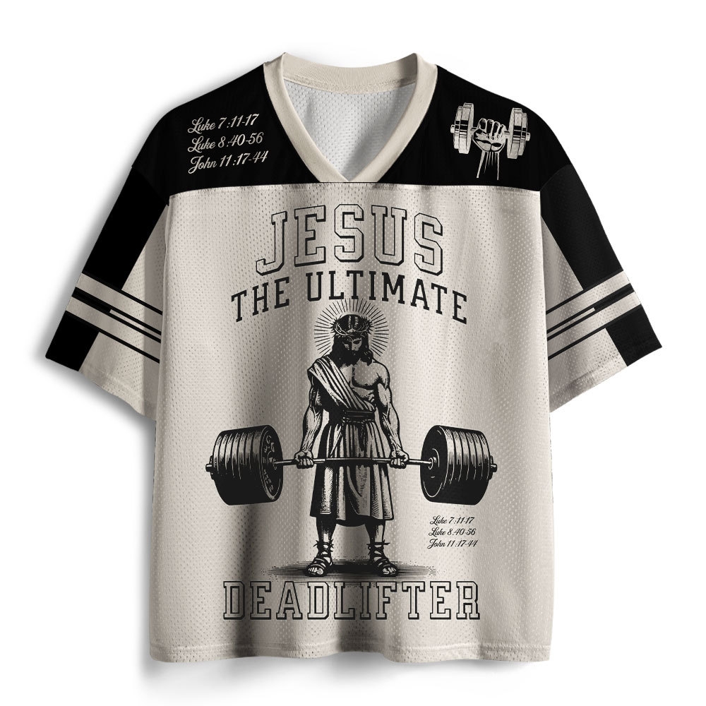 Jesus The Ulimate Deadlifter Christian Mesh Jersey