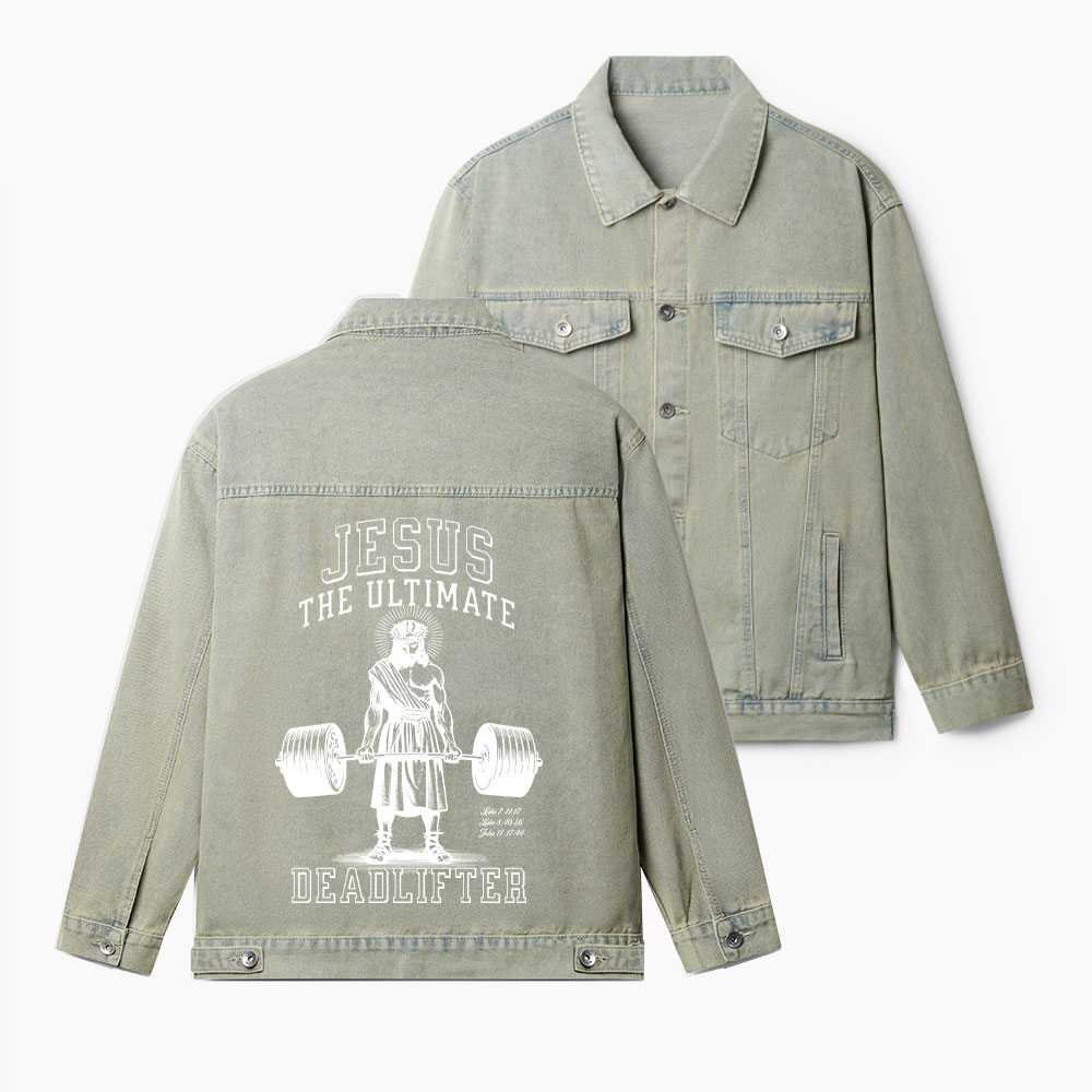 Jesus The Ultimate Deadlifte Christian Denim Jacket