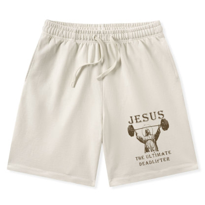 Jesus The Ultimate Deadlifter Christian Washed Shorts