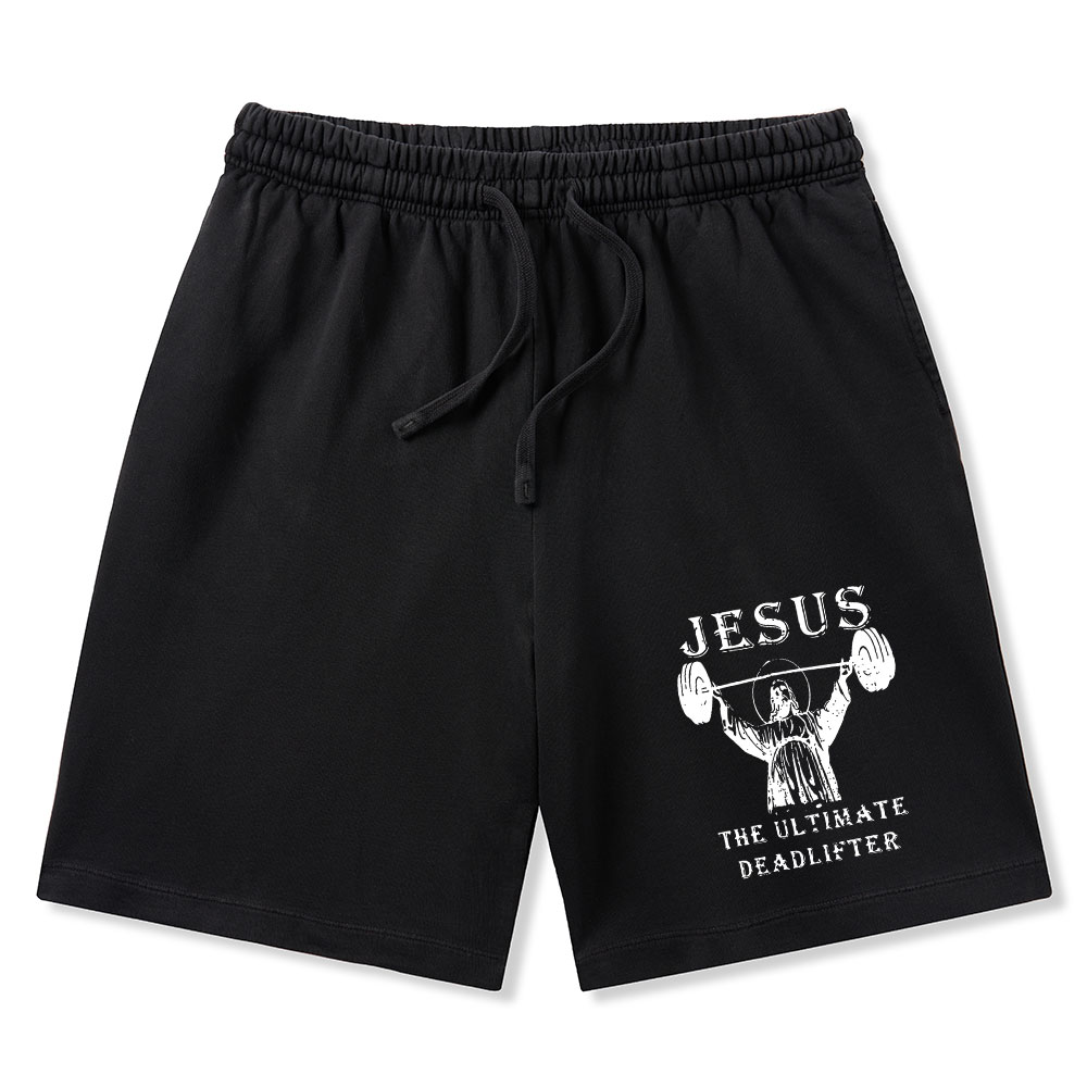 Jesus The Ultimate Deadlifter Christian Washed Shorts