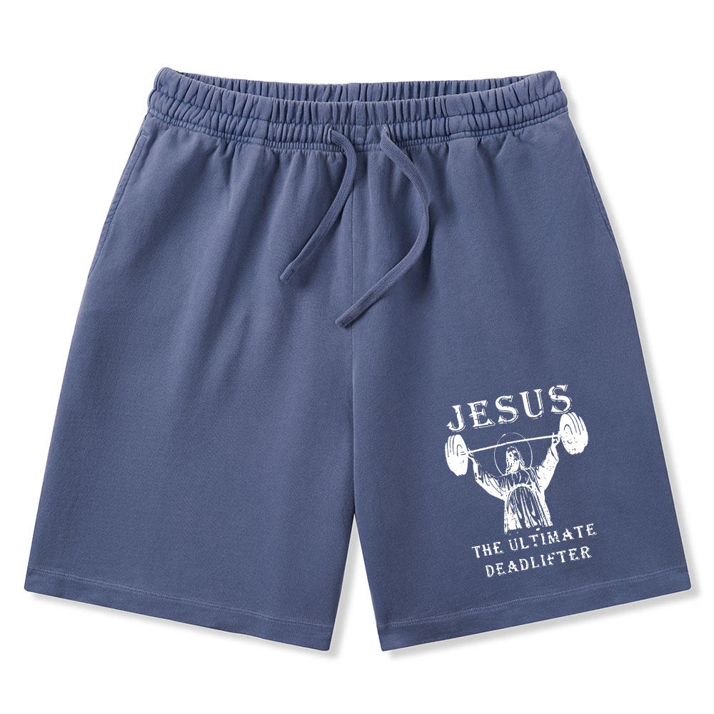 Jesus The Ultimate Deadlifter Christian Washed Shorts