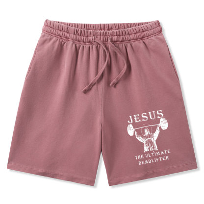 Jesus The Ultimate Deadlifter Christian Washed Shorts