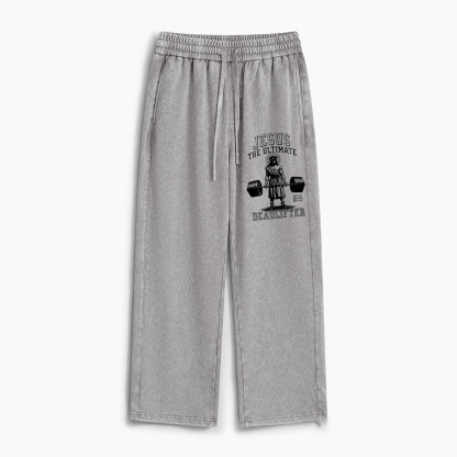 Jesus The Ultimate Deadlifter Christian Washed Sweatpants