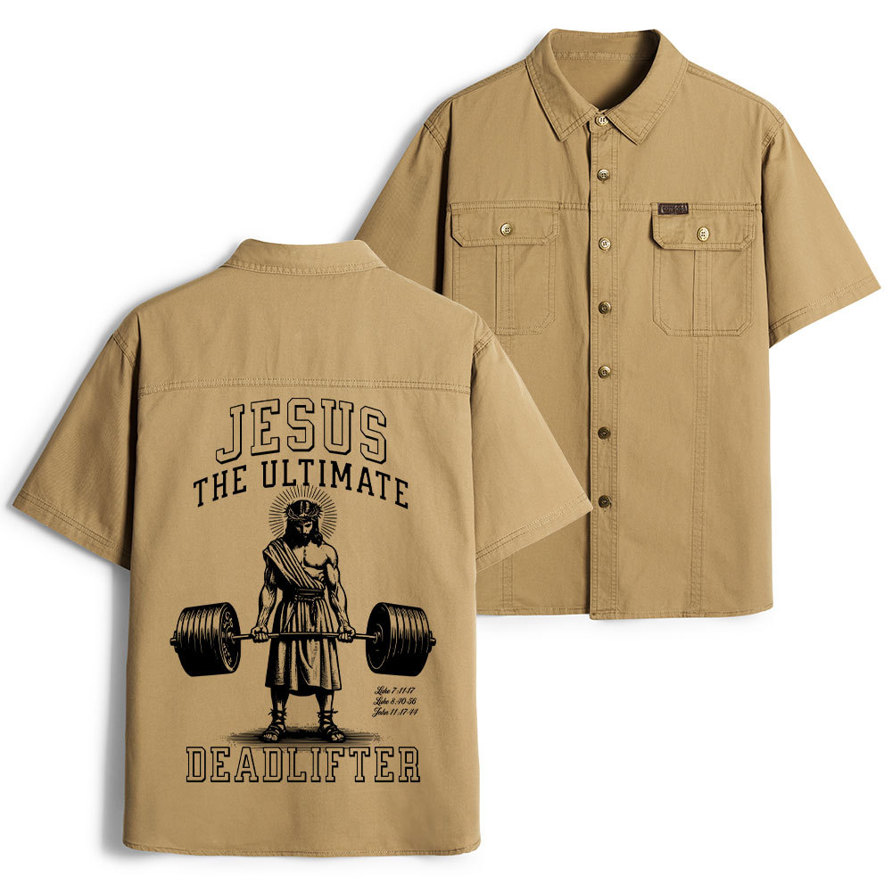 Jesus The Ultimate Deadlifter Christian Work Shirt 