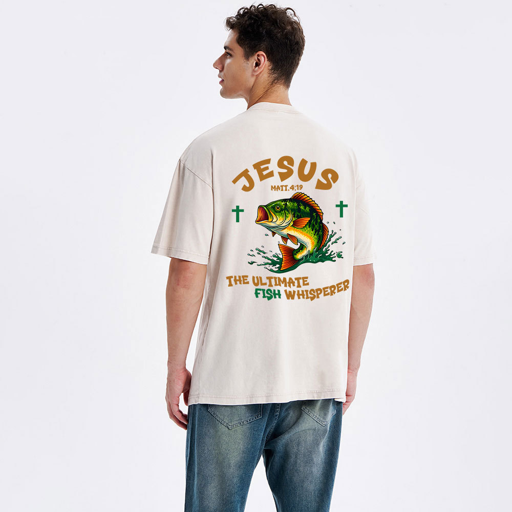 Jesus The Ultimate Fish Whisperer Funny Christian Washed T-Shirt