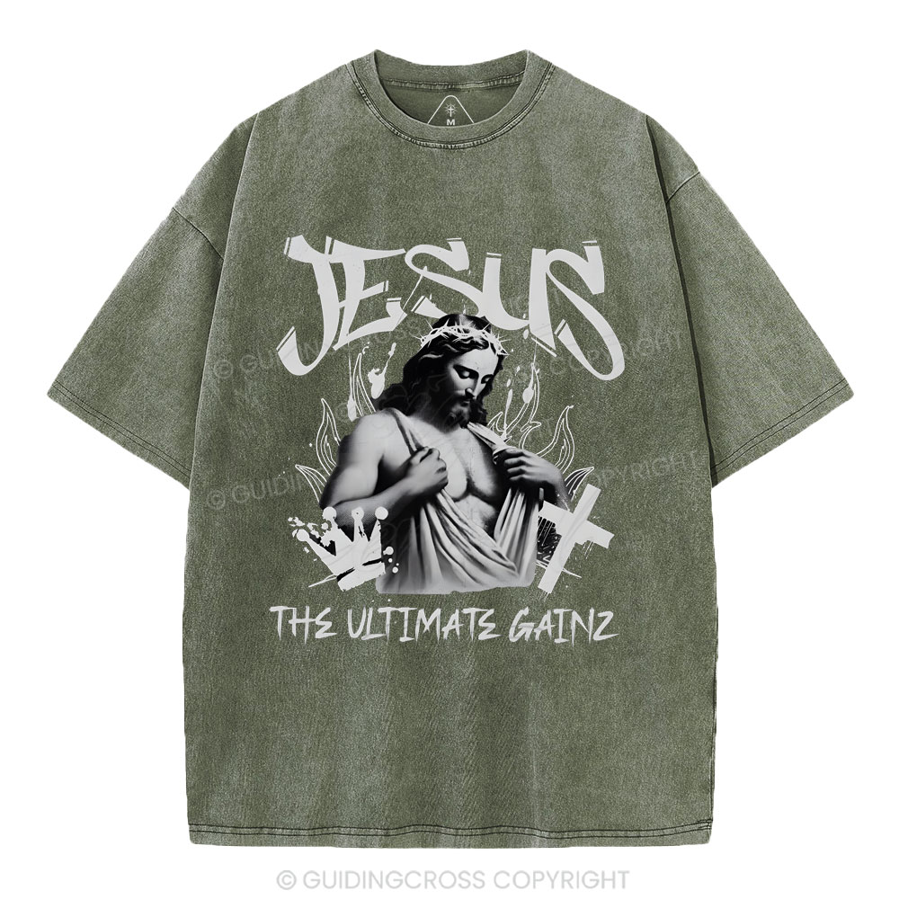 Jesus The Ultimate Gainz Christian Washed T-Shirt