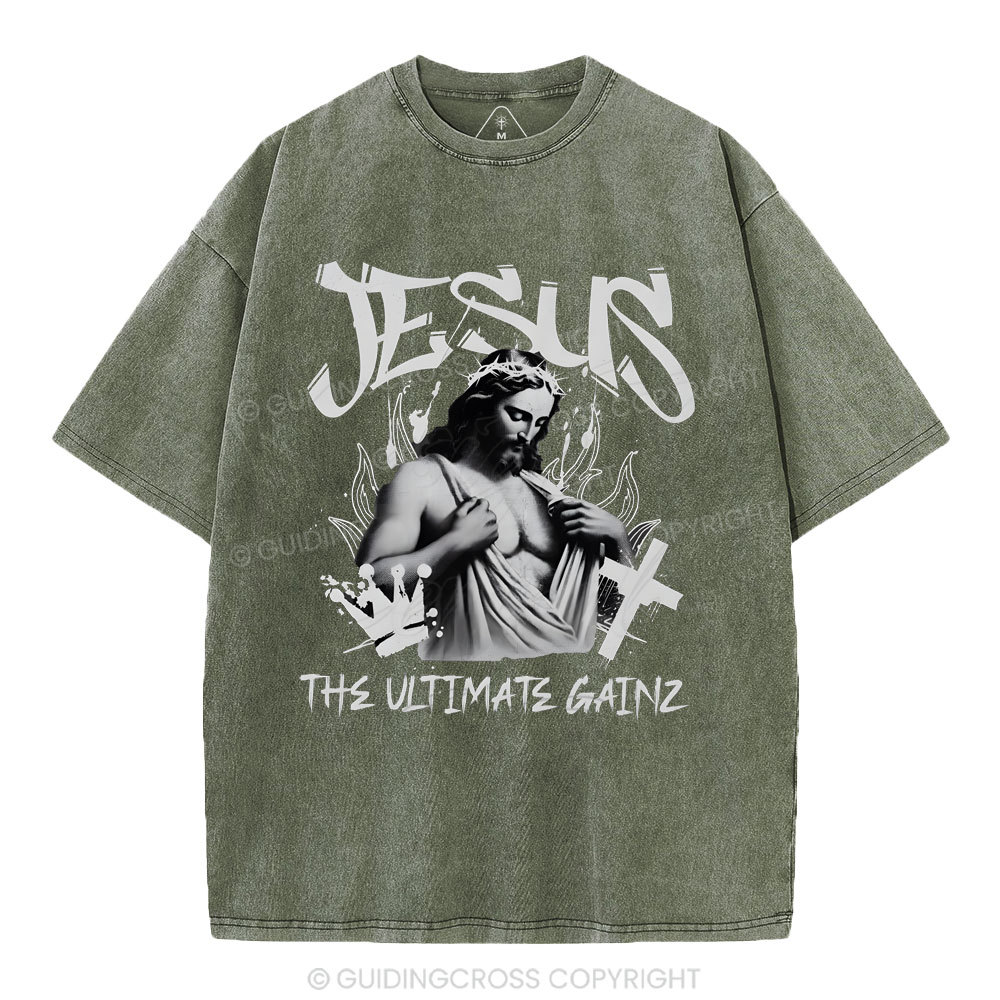 Jesus The Ultimate Gainz Christian Washed T-Shirt