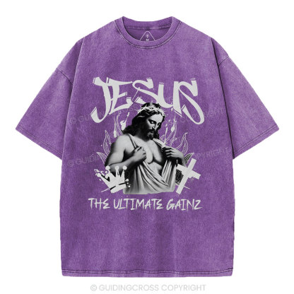Jesus The Ultimate Gainz Christian Washed T-Shirt