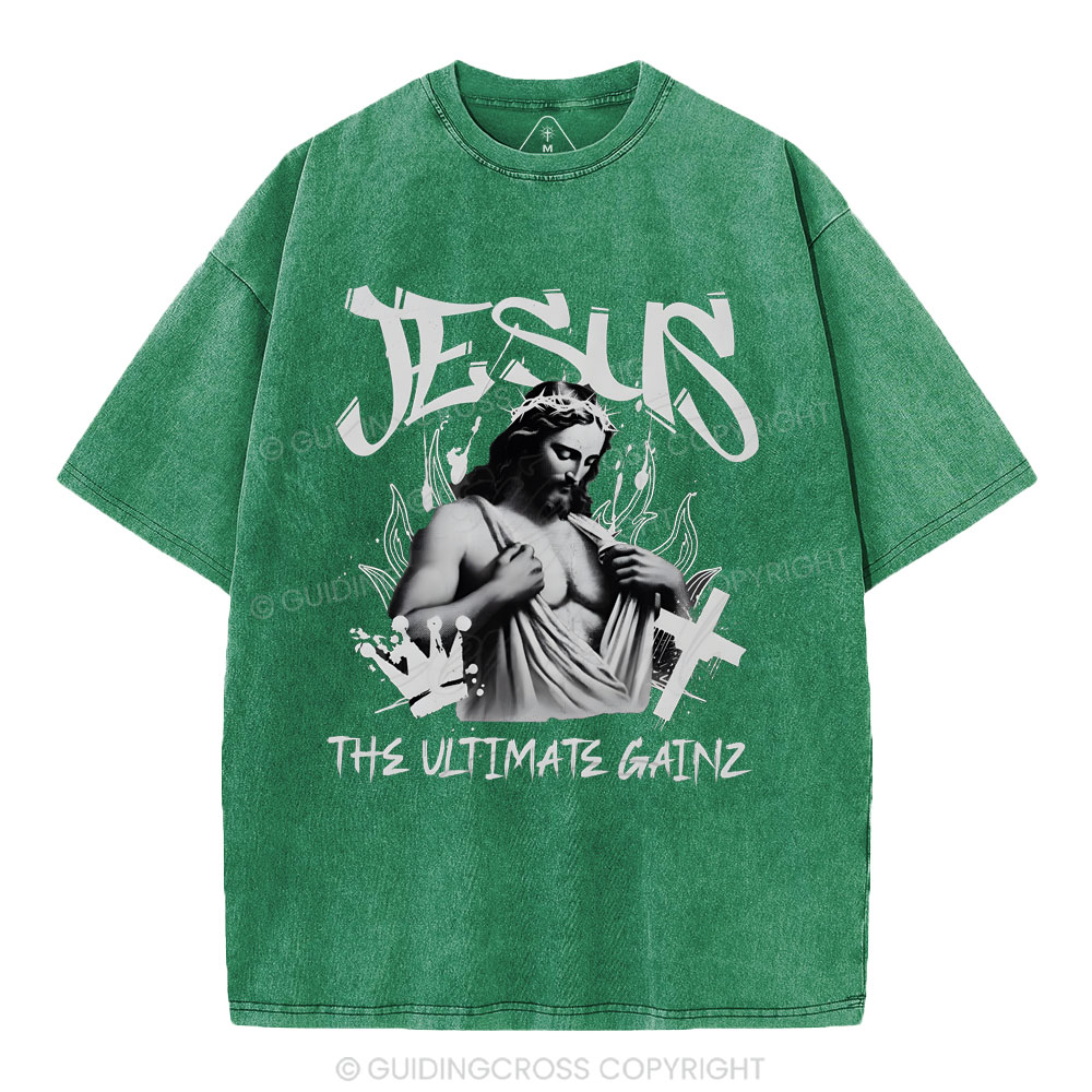 Jesus The Ultimate Gainz Christian Washed T-Shirt