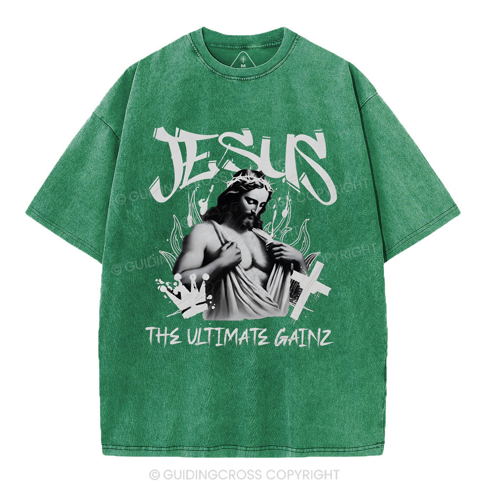 Jesus The Ultimate Gainz Christian Washed T-Shirt