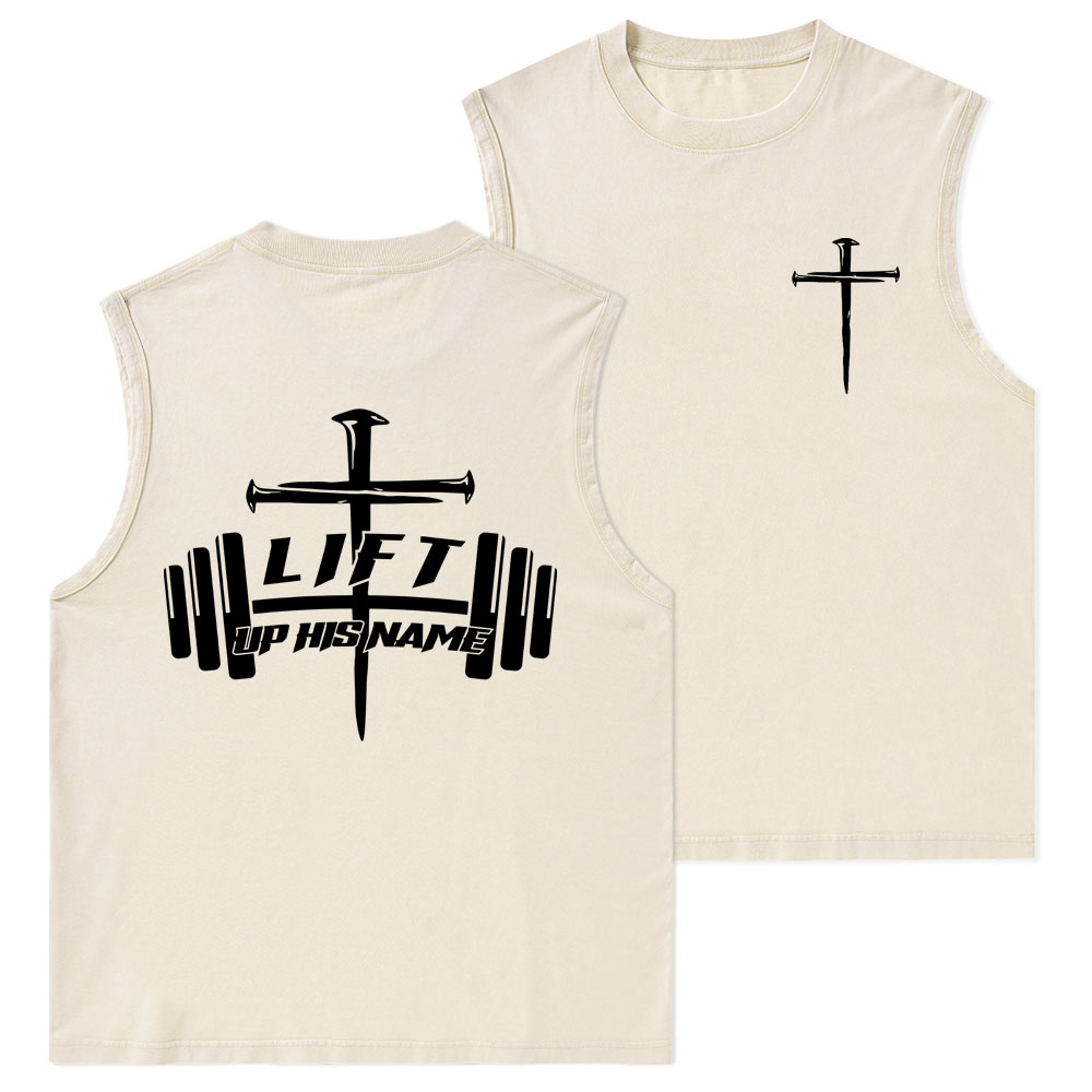 Lift Up His Name Christian Washed Tank Top