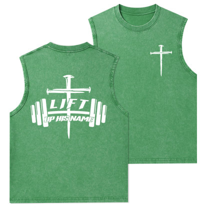 Lift Up His Name Christian Washed Tank Top