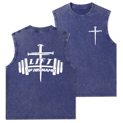 Lift Up His Name Christian Washed Tank Top