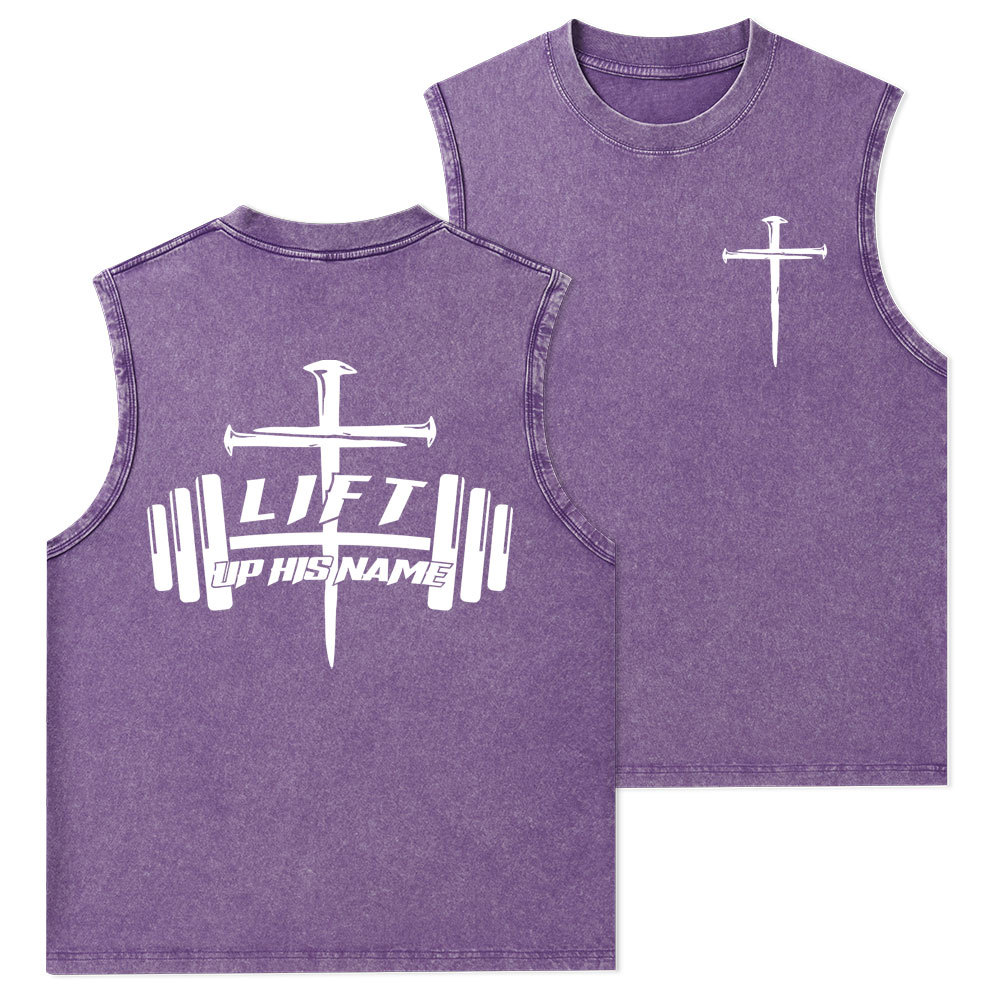 Lift Up His Name Christian Washed Tank Top
