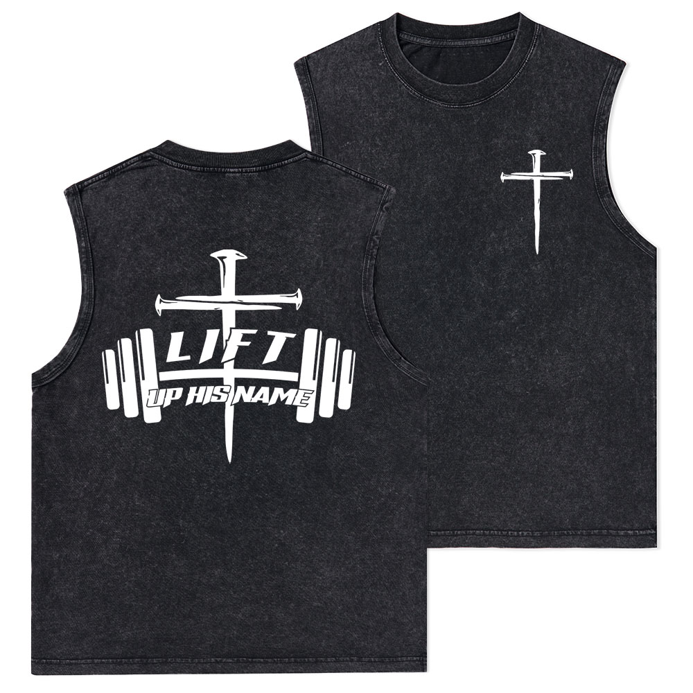 Lift Up His Name Christian Washed Tank Top