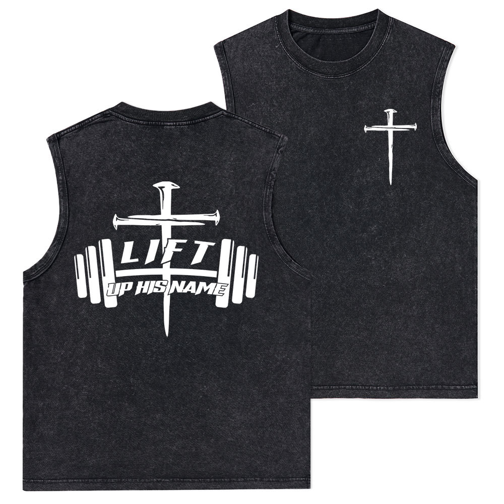 Lift Up His Name Christian Washed Tank Top
