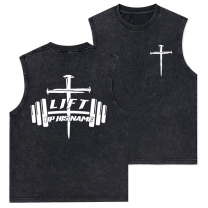 Lift Up His Name Christian Washed Tank Top