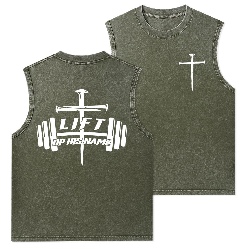 Lift Up His Name Christian Washed Tank Top