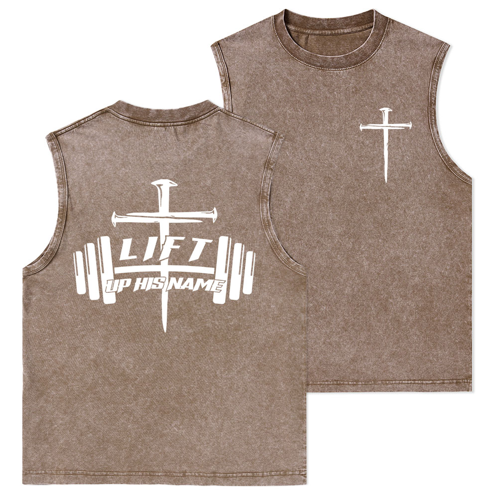 Lift Up His Name Christian Washed Tank Top