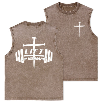 Lift Up His Name Christian Washed Tank Top