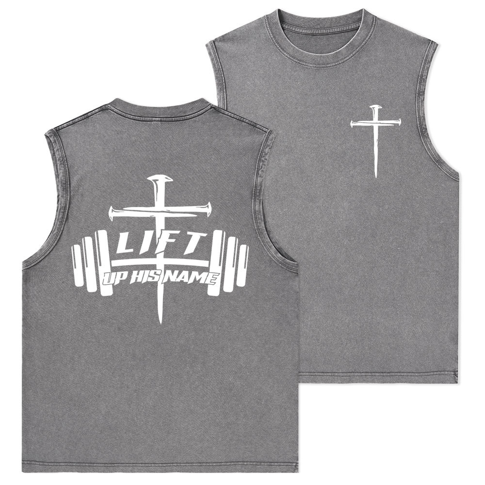 Lift Up His Name Christian Washed Tank Top