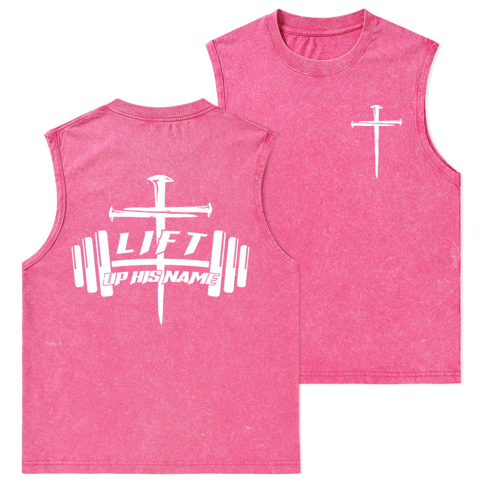 Lift Up His Name Christian Washed Tank Top
