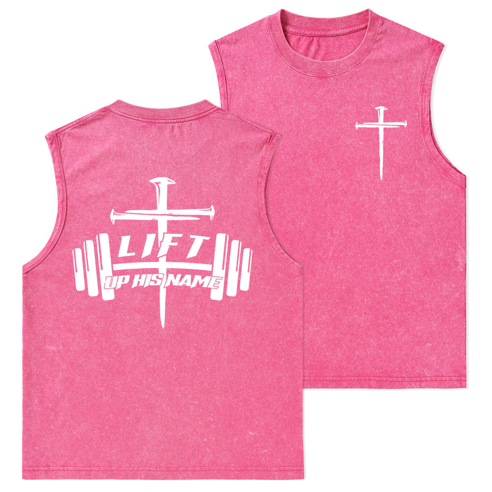 Lift Up His Name Christian Washed Tank Top