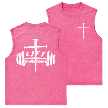 Lift Up His Name Christian Washed Tank Top
