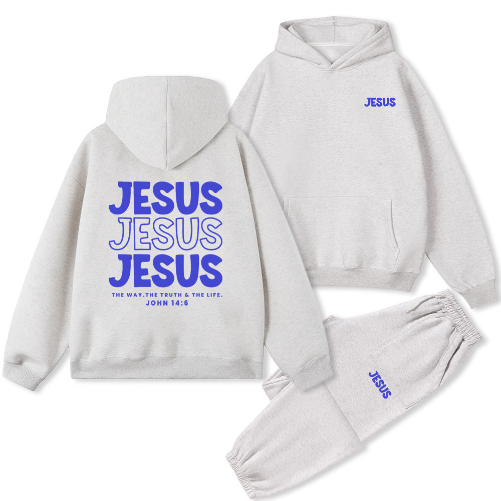 Jesus The Way THe Truth And The Life Christian Fleece Hoodie Set
