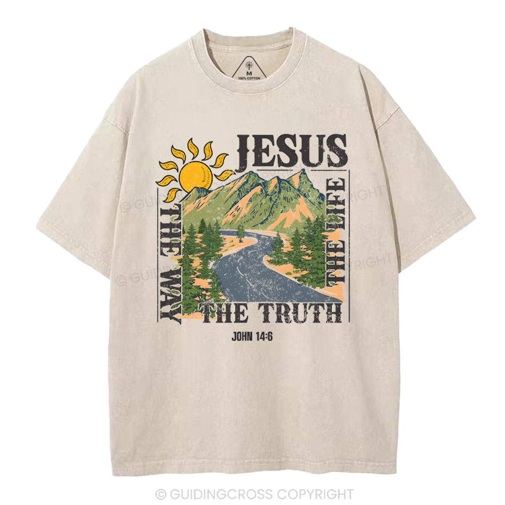 Jesus The Way The Life The Truth Christian Washed T-Shirt